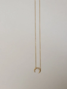 Minimalist 925 sterling silver gold crescent moon necklace with white zircon accents