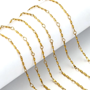 18K gold plated stainless steel twisted Cuban chain for DIY jewelry making and crafts