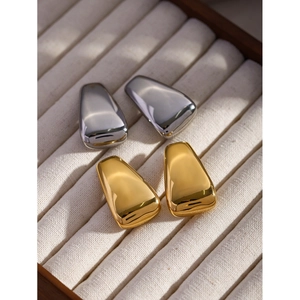Boucles d'oreilles trapézoïdales géométriques minimalistes en or et argent, fini poli miroir