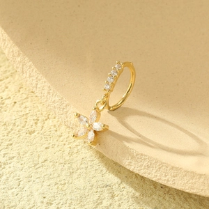 Exquisite Flower Zirconia Copper Gold Plated Nose Ring For Women Fashion Piercing Jewelry 14K Gold Purity Floral Nose Hoop