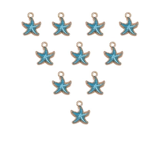 Blaue Seestern-Anhänger aus Legierung mit Roségold-Rand für DIY-Schmuckherstellung
