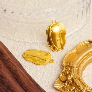 Elegant 304 stainless steel golden flower bud pendants for DIY jewelry making