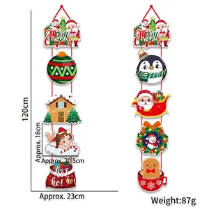 Bannières de porte de Noël en papier avec Père Noël et bonhomme de neige 120cm
