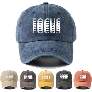 Washed Cotton Baseball Cap Focus Letter Print Vintage Retro Sunshade Outdoor Casual Hat For Men Women