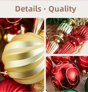 Close-up of hand-painted 8cm Christmas ball ornaments with intricate gold glitter details