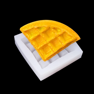 Silicone waffle mold for dessert styling and creative baking with finished pastry sample