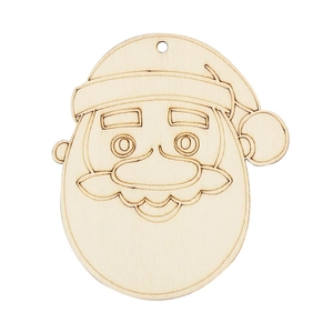 Unfinished wooden Santa Claus ornament for DIY Christmas tree decoration with pre-drilled hole
