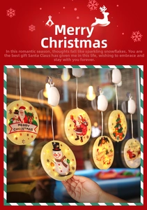 Close-up of LED Christmas window suction lights featuring Santa and tree designs