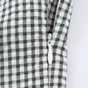 French style plaid sleeveless maxi dress in green and white with invisible zipper detail