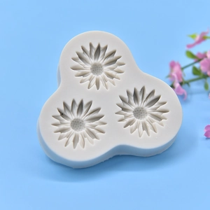 Three-cavity daisy flower silicone mold for DIY soap, fondant, and candle making