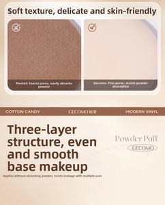 Detail of the three-layer marshmallow makeup puff with high density fine pore structure