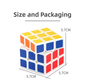 Close-up of a 5.7cm 3x3x3 speed cube showing its internal rotating structure and size