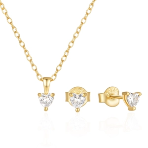 Detailed macro view showing the S925 hallmark on gold plated heart jewelry set