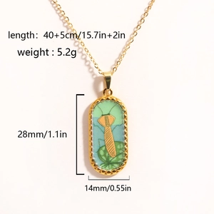 14k gold plated tarot pendant necklace with green insect charm and dimensions