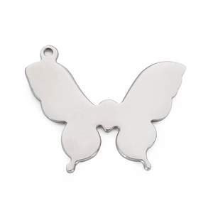 Polished silver stainless steel butterfly pendant with hollow design for necklaces