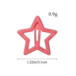 Pink star-shaped Y2K BB hair clip with glossy enamel finish, size 3.1cm and weight 0.9g