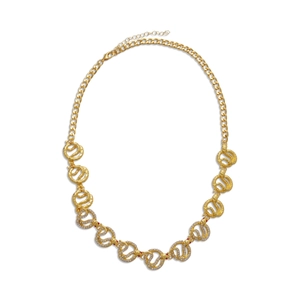 Golden snake-shaped chain necklace with crystals and Ouroboros link design