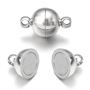 Magnetischer Kugelverschluss in Glanzsilber für Halsketten und Armbänder Schmuckzubehör