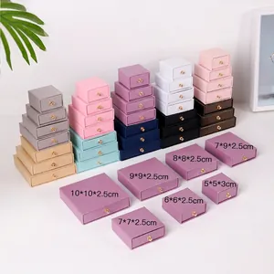 Jewelry Gift Boxes Drawer Style Cardboard Storage Case With Golden Metal Handle For Rings Necklaces Earrings Packaging