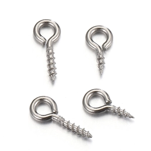 Polished stainless steel eye screw pins in various sizes for DIY jewelry making