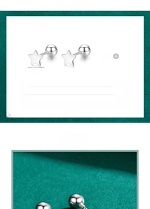 Detail of 925 sterling silver star stud earrings with screw back and 5.2mm dimensions