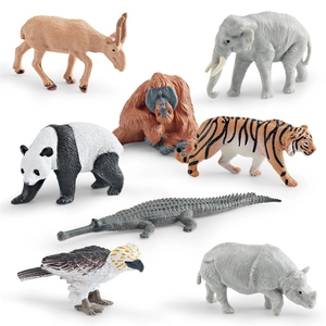 Realistische 8-delige Aziatische wilde dieren figuren set met panda, tijger en olifant