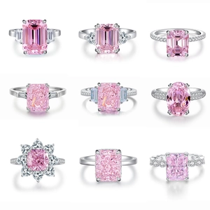 S925 Sterling Silber Ringe Kollektion mit rosa Zirkonia Steinen in verschiedenen Schliffen