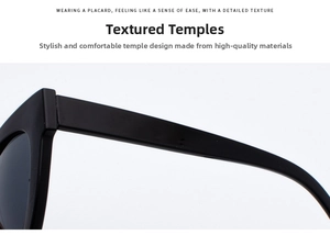 Close-up of matte black sunglasses temples showing premium smooth texture and craftsmanship
