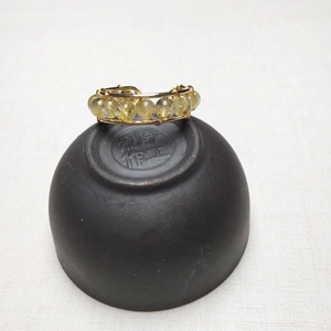 Detailed view of handmade 14K gold filled wire wrapped ring with citrine beads