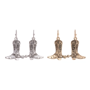 Orecchini a pendente a forma di stivale da cowboy vintage in finitura argento e oro