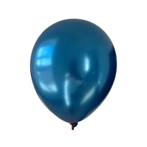 Detailed close-up of a metallic blue 10-inch latex balloon with reflective surface texture