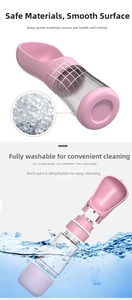 Pink portable pet water bottle with detachable parts and baby-grade materials