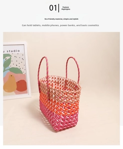 Large capacity woven tote bag interior showing space for tablet and daily essentials