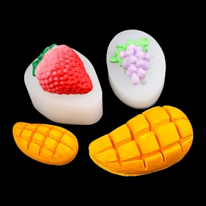 Silicone mold set for strawberry grape and mango shapes for chocolate or resin art