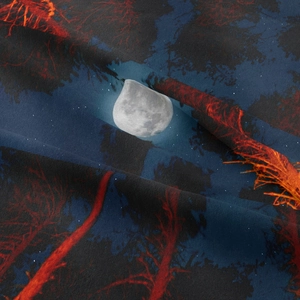 Bohemian forest tapestry with starry night and red moon forest design for wall decoration