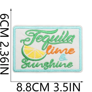 Tequila lime & Sunshine embroidered patch for bags and jackets with colorful thread details