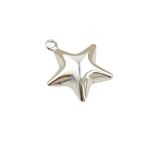 Polished silver star pendant with small loop for DIY necklace and bracelet jewelry making
