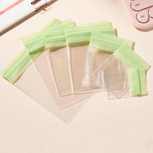 Transparent PVC jewelry storage bags with green seal in various sizes for anti-oxidation