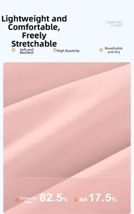 Dettaglio del tessuto yoga rosa che mostra 82,5% poliestere e 17,5% spandex composizione