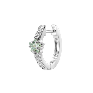 Boucle d'oreille argentée avec zircon étoile vert menthe et diamants blancs