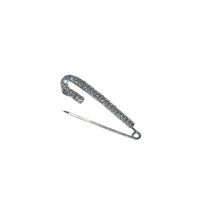 Sparkling rhinestone safety pin brooch in silver finish for jackets and scarves