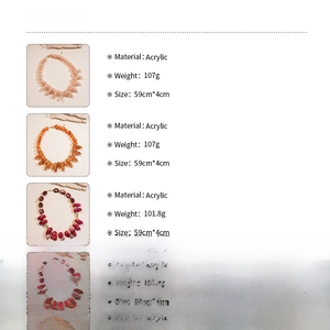 Detailed specifications for acrylic bead necklace including size, weight and material data