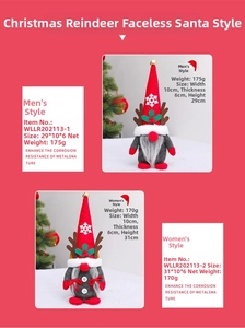 Detailed dimensions and weights of reindeer gnome plush decorations for Christmas