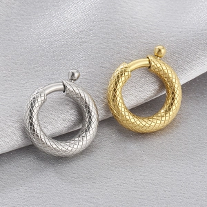 Stainless Steel Round Spring Clasp Snake Skin Pattern DIY Jewelry Connector For Pendant Necklace Bracelet