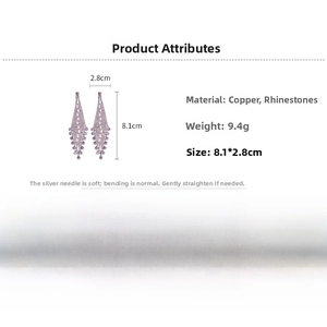 Detail view of purple tassel earrings with dimensions 8.1x2.8cm and 9.4g weight specifications