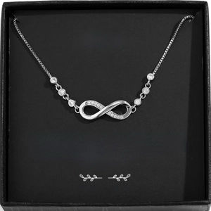 Infinity mother necklace with crystals in a gift box with a heartwarming message card