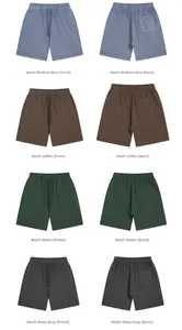 Matrix view of vintage washed cotton shorts showing front and back details in four colors