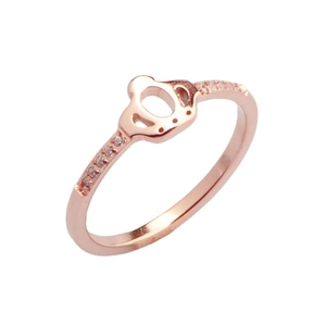 Elegant rose gold crown ring with CNC micro-pave crystals on a white background