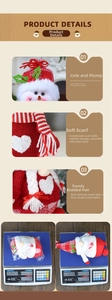 Détail montrant le poids de la poupée gnome de Noël en tricot rouge et blanc sur une balance
