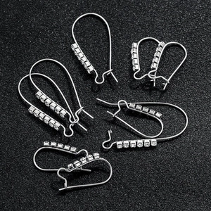 Stainless Steel Earring Hooks With Rhinestone Crystal DIY Jewelry Making Findings Ear Wires Geometric Elegant